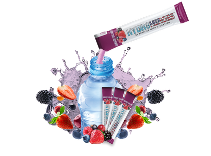 Variety Pack 30 Count Hydration Powder Sticks & Free Shaker Bottle (10 Tropical Punch, 10 Berry Blast, 10 Mango Passion Fruit)